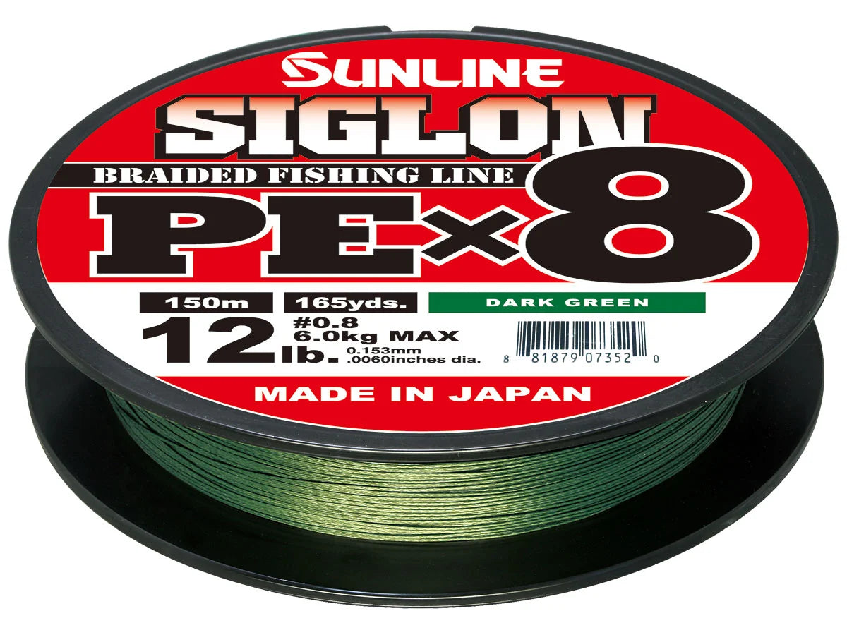 lightest braided fishing line Sunline Siglon PEx8 Braided Line Dark Green / 30 lb