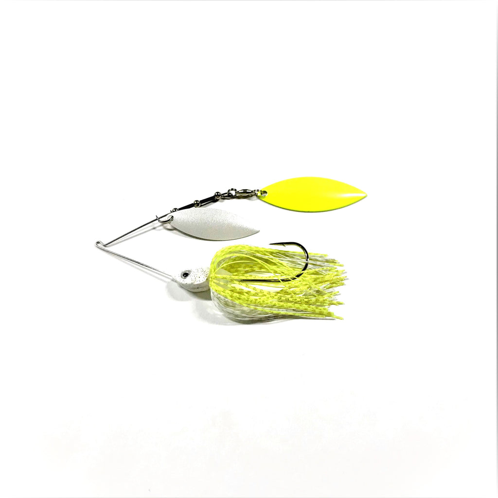 Buy white-chartreuse-w-fluorescent-silver-willow-willow PERSUADER PREMIUM SPINNER BAIT