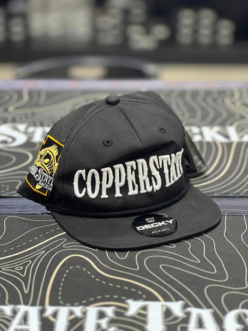 Buy black-white-puffy-logo-state-patch-decky-6226-rope-hat COPPERSTATE TACKLE HATS