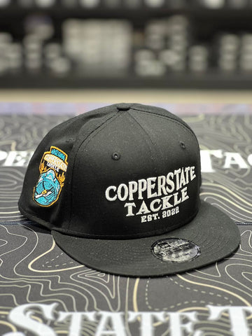 Buy black-white-text-logo-bass-sidepatch-new-era-9fifty-snapback COPPERSTATE TACKLE HATS