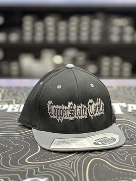 Buy black-gray-gothic-logo-flexfit-snapback COPPERSTATE TACKLE HATS