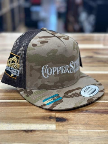 Buy multicam-arid-brown-netting-flatbill-trucker COPPERSTATE TACKLE HATS