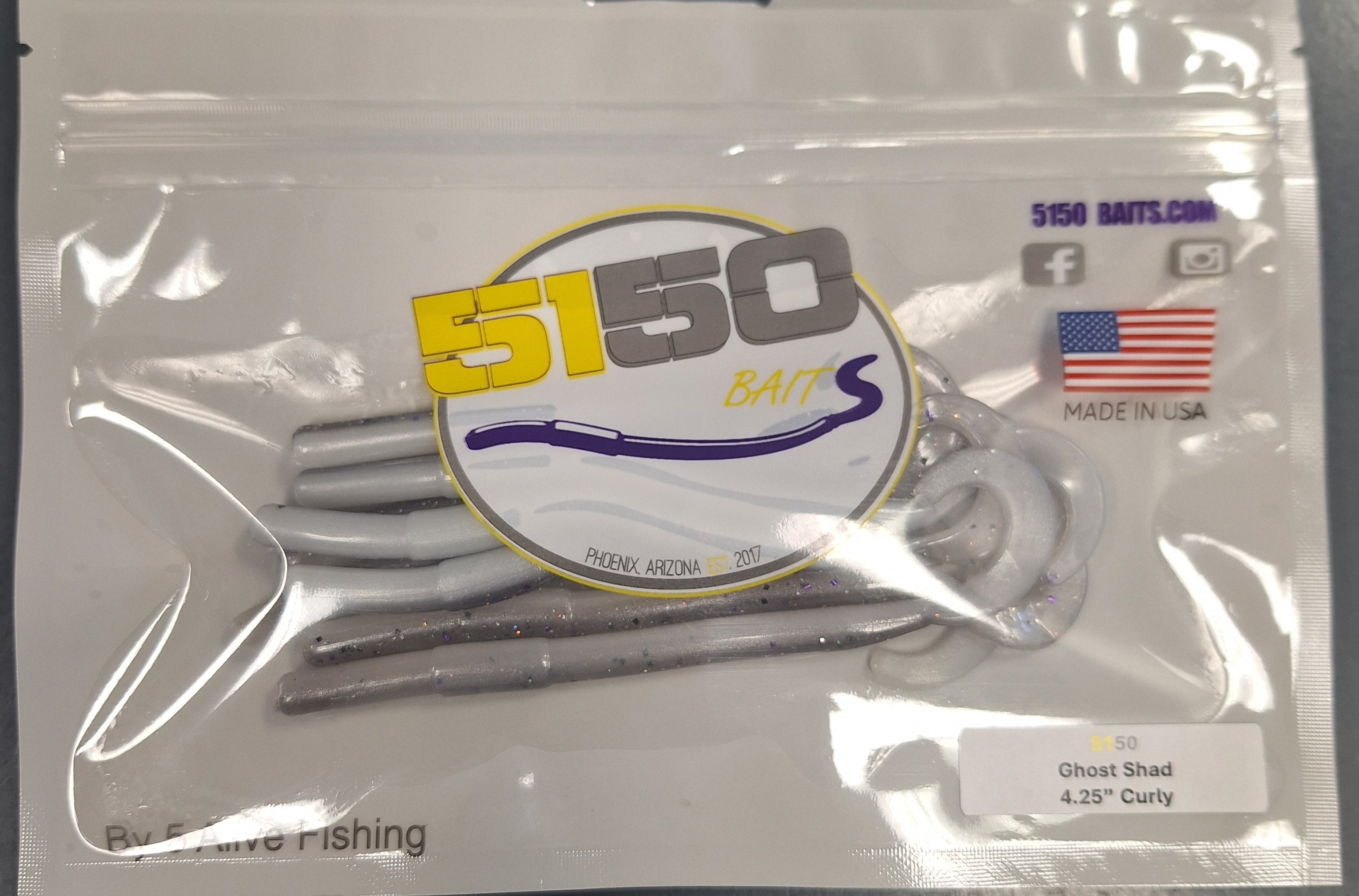 Buy ghost-shad-4-25-curly-tail 5150 - GHOST SHAD WORM