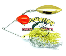 Buy white-chartreuse-w-fluorescent-orange-gold-colorado-willow PERSUADER PREMIUM TANDEM BLADE SPINNER BAIT