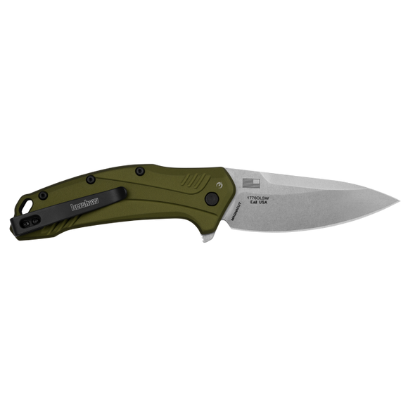 KERSHAW LINK - OLIVE STONEWASH KNIFE
