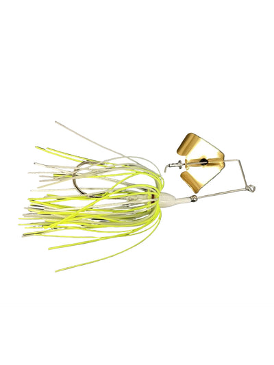 Buy white-chartreuse-gold-blade BRAZALO CUSTOM LURES SKIRTED WEE-WHACKER BUZZBAIT