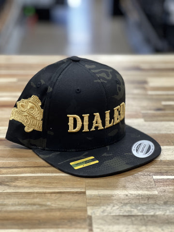 Buy black-camo-gold-dialed-patch-flatbill-trucker COPPERSTATE TACKLE HATS