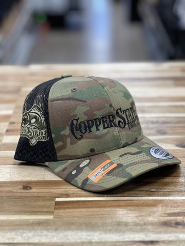 Buy multicam-black-netting-brown-patch-trucker COPPERSTATE TACKLE HATS
