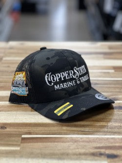 Buy multicam-black-trucker COPPERSTATE MARINE &amp; TACKLE SIDE PATCH HATS
