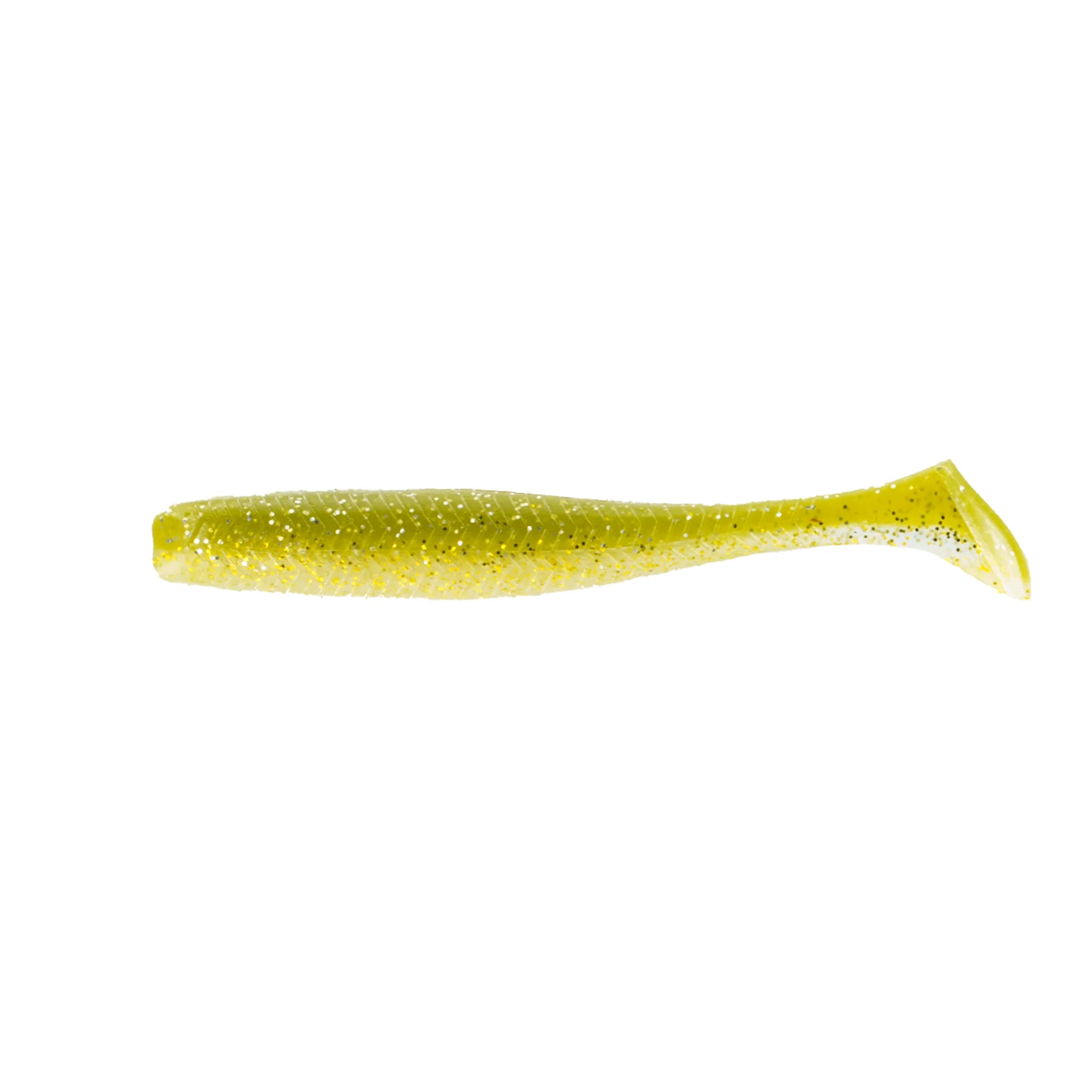 Swim Bait Split Soft Tail 5.5 inch Yellow White with Vertical St