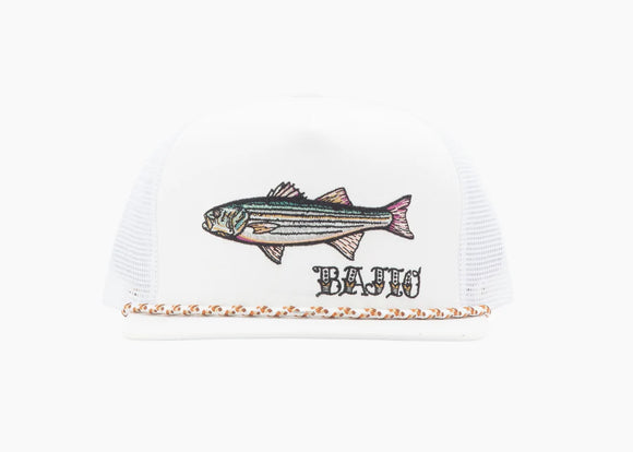 BAJIO STRIPER KING FLAT BRIM TRUCKER HAT