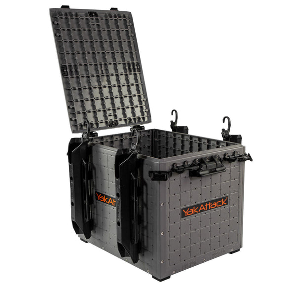 YAKATTACK BLACKPAK PRO KAYAK FISHING CRATE - 13" X 16" - BATTLESHIP GREY