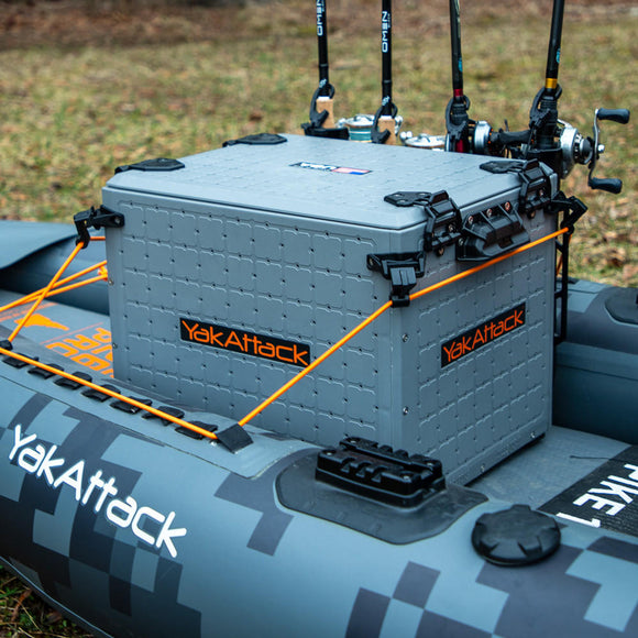 YAKATTACK BLACKPAK PRO KAYAK FISHING CRATE - 13" X 16" - BATTLESHIP GREY
