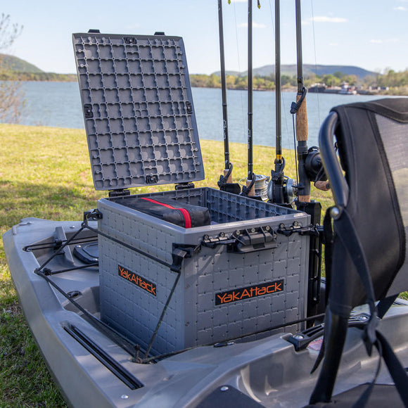 YAKATTACK BLACKPAK PRO KAYAK FISHING CRATE - 13" X 16" - BATTLESHIP GREY