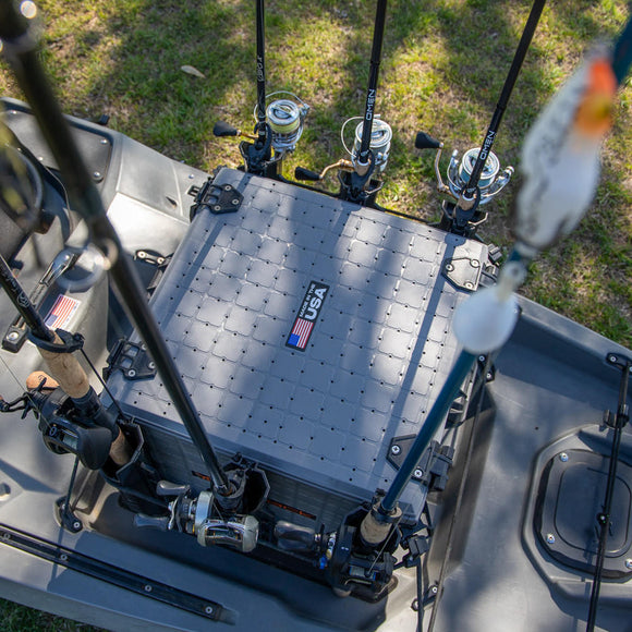 YAKATTACK BLACKPAK PRO KAYAK FISHING CRATE - 16" X 16" - BATTLESHIP GREY