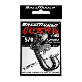 BASSMOOCH COBRA TOURNAMENT WORM OFFSET ROUND HOOKS - 5pk - 0