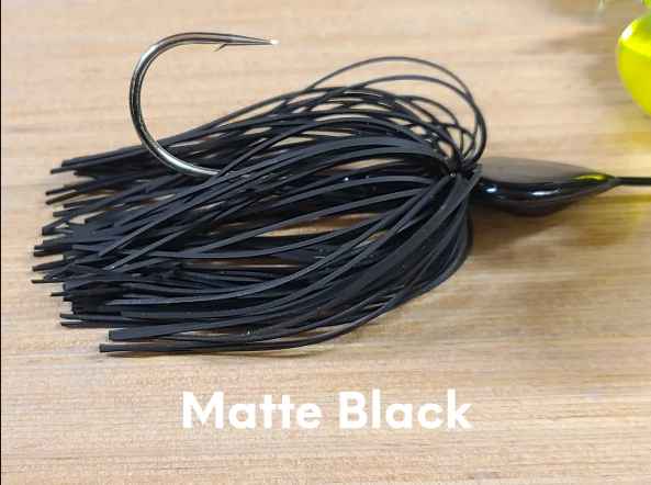 Buy matte-black-black-body-black-skirt-w-chart-blades PRECISION TACKLE CO. B DOG DOUBLE BUZZ