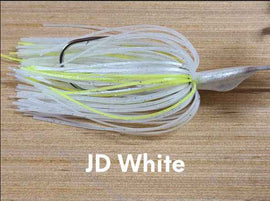 Buy sexy-white-white-w-hologram-silver-flake-body-white-w-chart-skirt-w-silver-blades PRECISION TACKLE CO. B DOG DOUBLE BUZZ