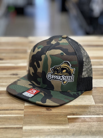 Buy camo-black-offset-fish-logo-richardson-flatbill COPPERSTATE TACKLE HATS