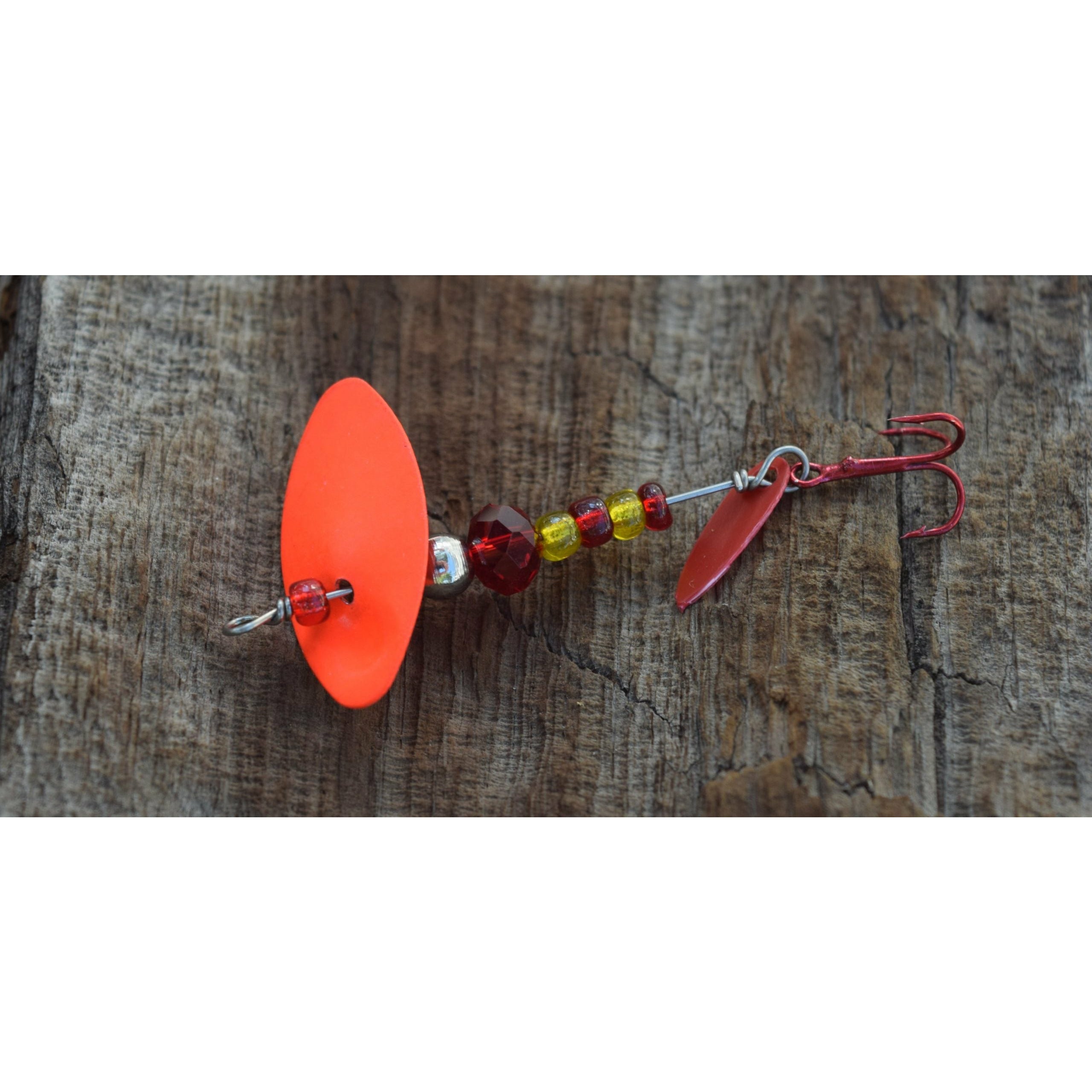 Gold “Old Faithful” ultralight inline spinning lure with red treble hook –  Creek Freak Master Baits