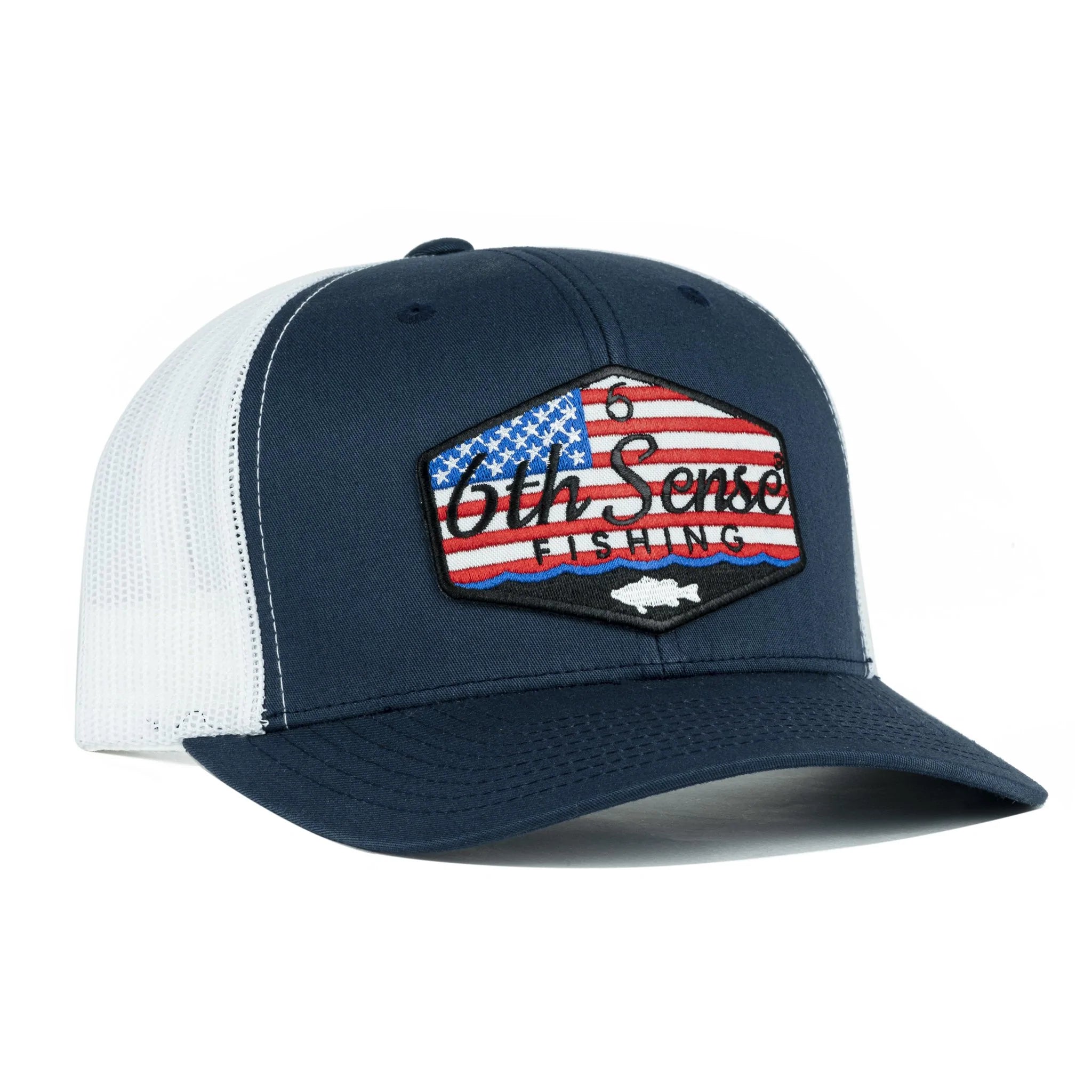 6th Sense Fishing - Premium Hats - Fishbones Flag - Black/Gray