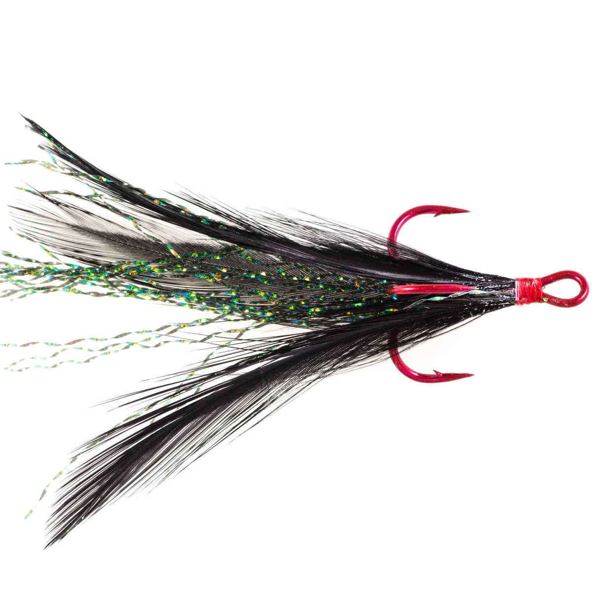 Gamakatsu Feathered Treble Hook #4 NS Black White Feather 2/Pk