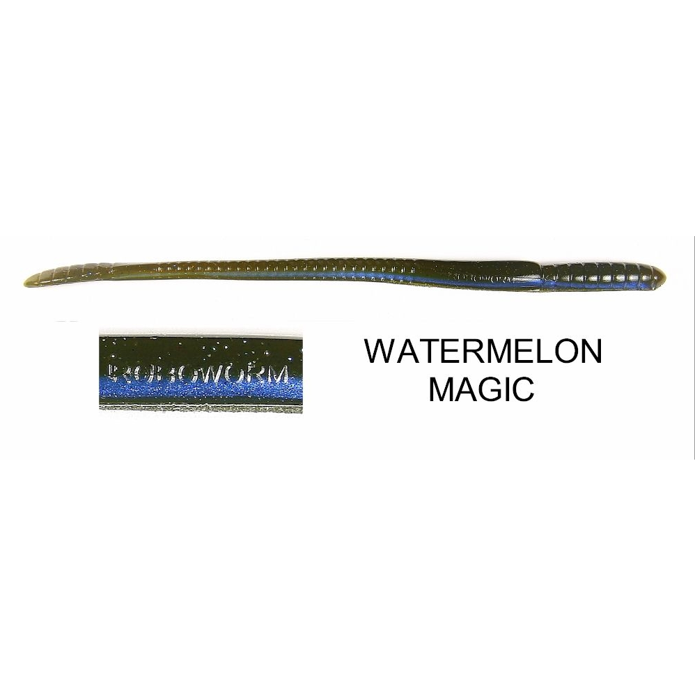 10 Inch worm soft plastic. Main body watermelon red Chartreuse tip. We call  this 10 inch slab - Get Hooked Magic Baits